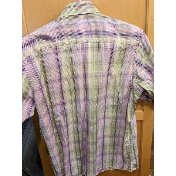 bugatchi Mens Plaid Woven Classic Fit Button Up Shirt Size XL‎ SHORT Sleeve - Picture 2 of 4